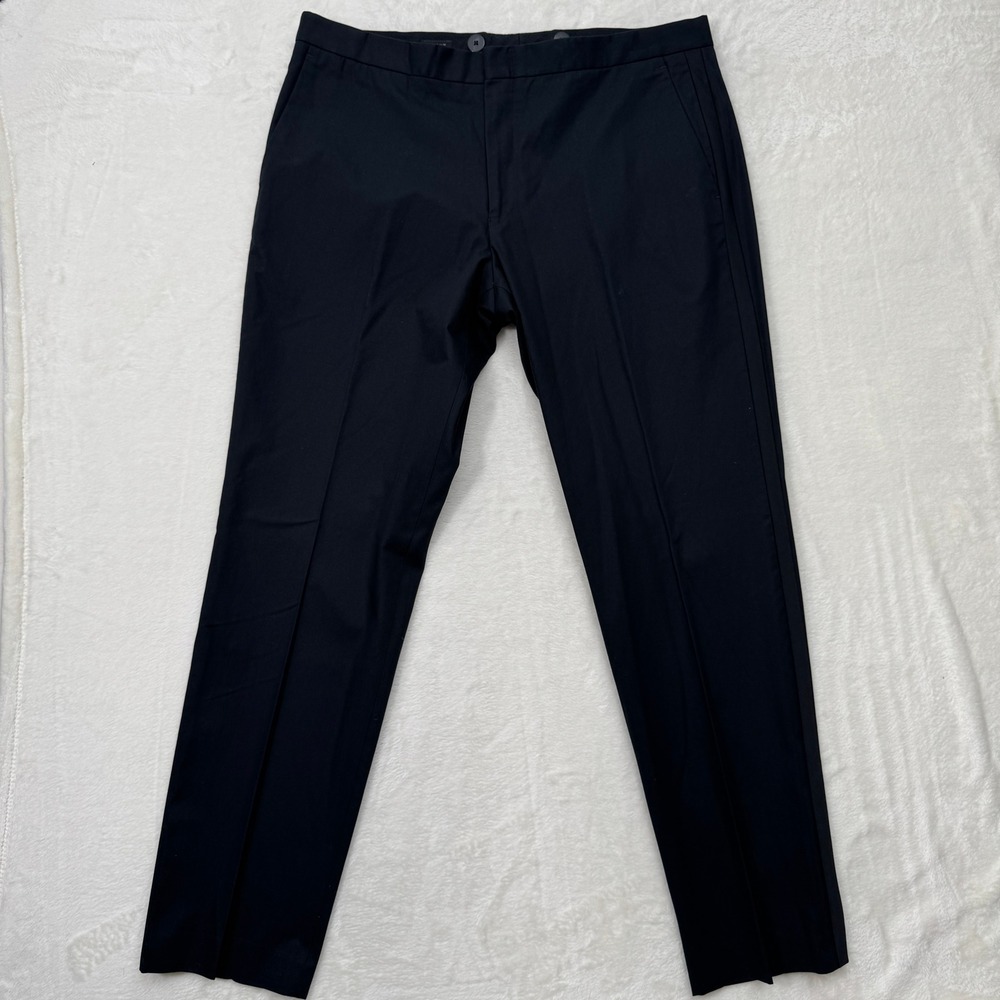 J.Crew Dress Pants Mens Black Ludlow Slim Larusmiani Italian Cotton Flat